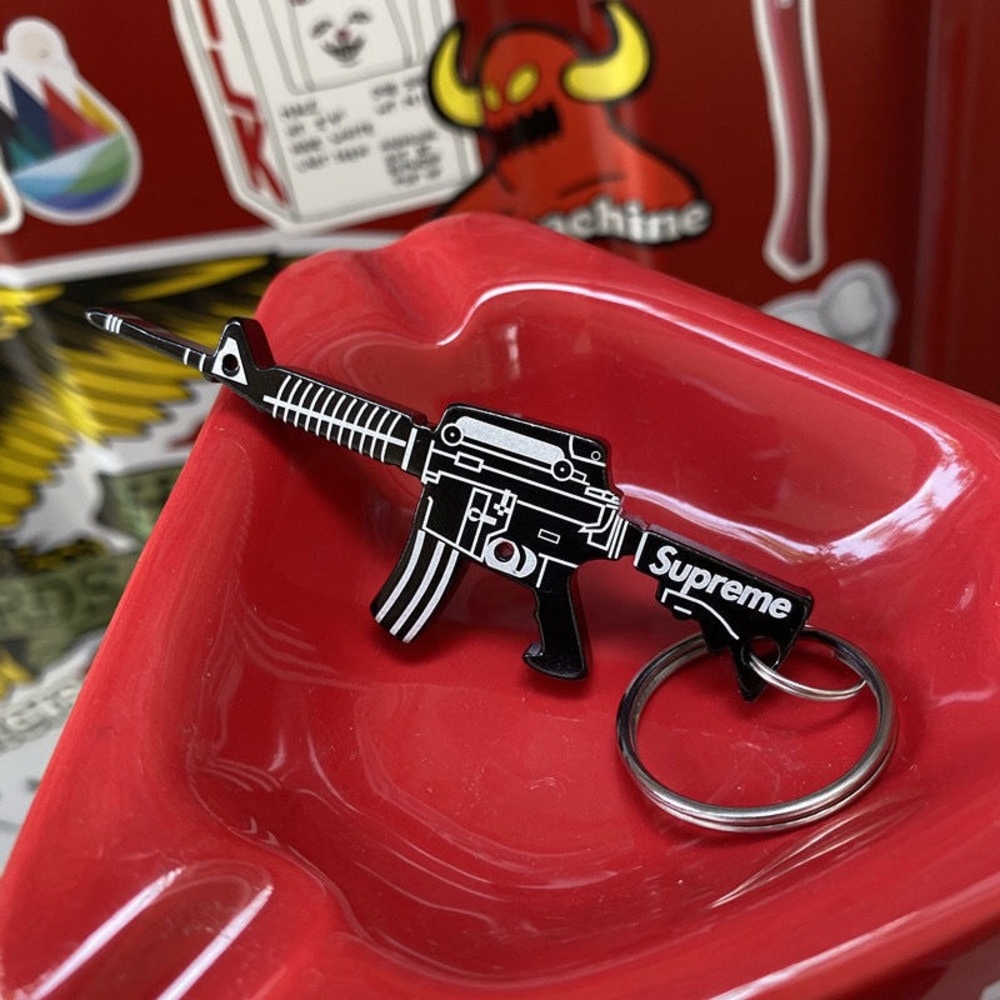 Supreme Black and White Gun Keychain